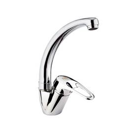 Baterie baie pentru lavoar, material alama, design unic, pipa mobila si lunga, maner decupat, montaj stativ, monocomanda, finisaj cromat - - Roveli