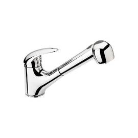 Baterie baie pentru lavoar, material alama, maner plin, metalic, dus extractabil, inaltimea 20 cm, montaj stativ, monocomanda, finisaj cromat - - Roveli