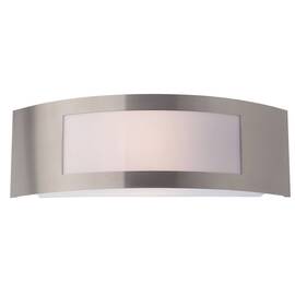 Aplica pentru exterior Smarter, realizat din policarbonat opal, partea frontala din inox, dulie E27, IP44, putere maxima de 15W, 318 x 90 x 100 mm - - Roveli