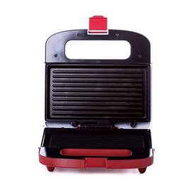 Sandwich maker, 750 W, placi neaderente tip grill, maner termorezistent, alb si rosu - - Roveli