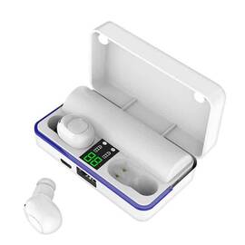 Casti Bluetooth 5.0 DacEnergy©, Wireless, 6D bass, display LED inteligent, automatic pairing, reducere inteligenta a zgomotului, microfon incorporat, IPX6 Impermeabil, culoare alb - - Roveli