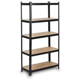 ​Raft metalic, realizat din MDF si profile zincate, 5 rafturi, capacitatea 265 kg raft, 1325 kg total, 180x90x40 cm, negru - - Roveli