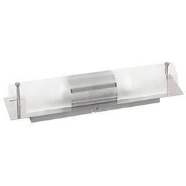 Aplica pentru baie Rabalux,  structura metalica si abajur din sticla, cu ornament din metal cromat, 2 surse cu soclu E14, 40W, 380x90 mm - - Roveli