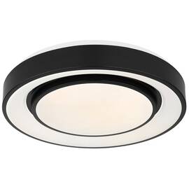 Plafoniera LED Globo, structura din metal si plastic, 24W, 1500lm, lumina calda/rece, functie memorie, lumina de veghe, telecomanda, negru si opal - - Roveli