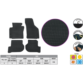 Set  covorase profesionale cauciuc culoare negru  ECO compatibil VW Sharan 2 dupa anul 2010 - - Roveli