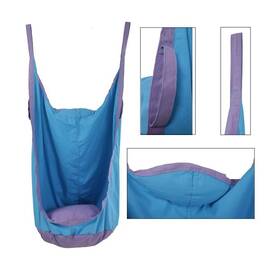 ​Hamac suspendat DacEnergy©, pentru copii, tip scaun, model maimuta, greutatea maxima 70 kg, 75 x 55 x 150 cm, albastru si mov - - Roveli
