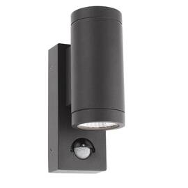 Aplica pentru exterior cu LED Smarter, realizat din aluminiu, cu senzor de miscare, 2 x 3W, flux luminos de 2 x 288 lumeni, lumina calda, gri inchis - - Roveli