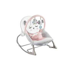 Balansoar multifunctional, cadru metalic, cu vibratii, centura de siguranta, reglabil spatarul, 0-18 kg, bara jucarii, forma de pisica, roz - - Roveli
