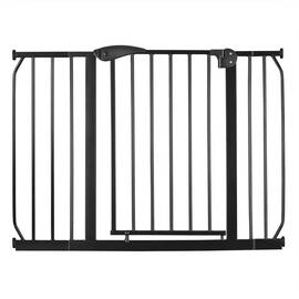 Bariera poarta de protectie copii, realizata din metal si plastic, deschidere pe 2 fete, latime reglabila, 75-115 cm, posibilitatea de blocare, negru - - Roveli