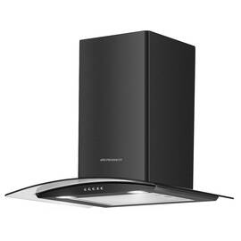 Hota incorporabila decorativa, finisaj otel inoxidabil si sticla, putere de absorbtie 350m3/h, 65W, 3 trepte, 2 Led-uri de iluminat, 60x47 cm, negru - - Roveli