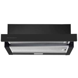 Hota incorporabila, din otel inoxidabil, iluminat Led, buton de control, 2 trepte de viteza, 200 mc/h, 80 W, 60 cm, negru - - Roveli