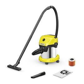 Aspirator Karcher, sistem ”Pull and Push”, aspirare umeda si uscata, sac textil, functie de suflare, filtru din spuma, 1000 W, 15 l, galben - - Roveli