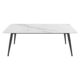 Masuta de cafea DacEnergy©, structura metalica, blatul din piatra sinterizata, design contemporan, dreptunghiulara, 100 x 60 x 43 cm, alb si negru - - Roveli