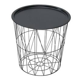 Masuta cafea DacEnergy©, material metal, forma de cos, spatiu pentru depozitare, forma rotunda, dimensiuni 45x45 cm, negru - - Roveli