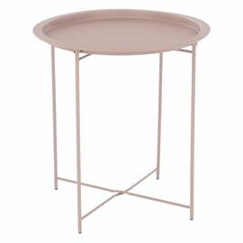 Masuta de cafea DacEnergy©, realizata din metal, design rustic, forma rotunda, 47 x 47 x 50.2, finisaj roz nude - - Roveli