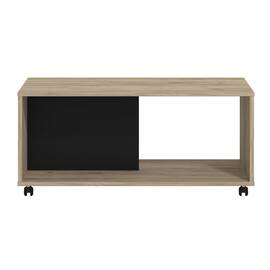 Masuta de living DacEnergy©, material PAL melaminat, aspect de cutie, manevrare facila, dreptunghiulara, stejar gri si negru, 92 x 50.5 x 41.5 cm, 1C - - Roveli