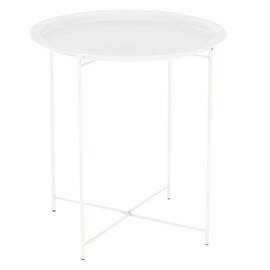 Masuta de cafea DacEnergy©, realizata din metal, design rustic, forma rotunda, 47 x 47 x 50.2, finisaj alb - - Roveli