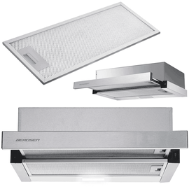 Hota de bucatarie, telescopica, otel inoxidabil, 2 moduri de functionare, 220-240V, 80 W, 200 mc/h, 2 trepte de viteza, 50 cm, inox - - Roveli