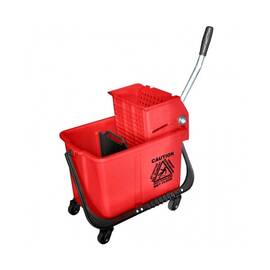 ​Galeata profesionala DacEnergy©, confectionata din plastic durabil, separator de apa curata si murdara, presa de stors, 20 l, cu roti, rosie - - Roveli