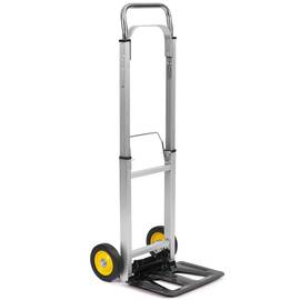 Carucior transport marfa, cadru din otel galvanizat, platforma inferioara durabila, 2 roti, reglare convenabila a inaltimii 75-108 cm, capacitate de incarcare pana la 90 kg, argintiu - - Roveli