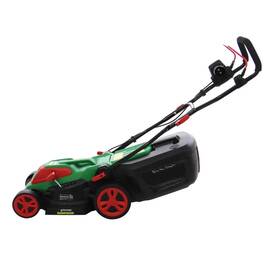Masina de tuns iarba, electrica, motor puternic de 1400 W, maner central, 6 inaltimi de taiere cuprinse intre 2.5 si 7.5 cm, roti de deplasare, functia de maruntire iarba, 35 l - - Roveli