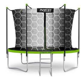 ​Trambulina de gradina , plasa de siguranta interioara, stalpi metalici, picioare duble, stabile in forma de U, fermoar si catarama, 252 cm, negru si verde - - Roveli