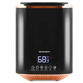 Umidificator de aer, functia de ionizare a aerului, de aromaterapie, ceata rece, oprire automata, rezervor 2,6 l, 250 ml/h, temporizator, higrostat si higrometru incorporabil, negru - - Roveli
