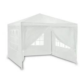 ​Pavilion de gradina, constructie durabila, material PE, rezistent la razele UV si ploaie, 4 pereti, 300 x 300 cm, alb - - Roveli