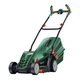 ​Masina de tuns iarba Bosch, motor electric, 1300 W, latime de taiere de 34 cm, maner Ergoflex, tehnologia GrassCombs, sac colector 40 l - - Roveli