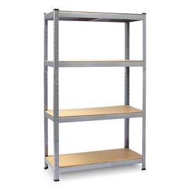 ​Raft metalic, realizat din MDF, 4 polite, capacitatea 150 kg polita, 600 kg total, 180 x 90 x 40 cm, gri - - Roveli