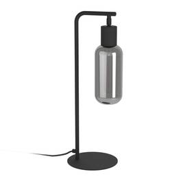 ​Veioza, structura din otel, abajur din sticla, sursa LED cu soclu E27, 4 W, finisaj atragator, 505 x 170 mm, negru si gri - - Roveli