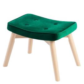 ​Taburet pentru fotoliul DacEnergy©, realizat din tesatura din catifea, picioarele din lemn, stil scandinav, 38 x 52 x 36,5 cm, verde - - Roveli