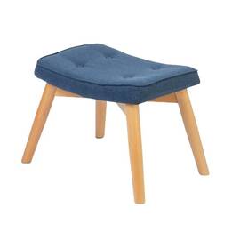 ​Taburet pentru fotoliu DacEnergy©, realizat din tapiterie, picioarele din lemn, stil scandinav, 38 x 52 x 36,5 cm, albastru si maro - - Roveli