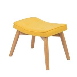 ​Taburet pentru fotoliu DacEnergy©, realizat din tapiterie, picioarele din lemn, stil scandinav, 38 x 52 x 36,5 cm, galben mustar - - Roveli