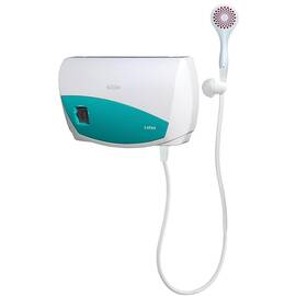 ​Incalzitor instant de apa Atmor Lotus, electric, pentru dus, 3 trepte incalzire, 2 kW, 3.5 kW, 5.5 kW, robinet, furtun si cap de dus, IP24, protectie supraincalzire, 300 x 182 x 95 mm, alb si turqoise - - Roveli