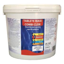 ​Clor maxi combi tablete, pentru piscina, tratarea apei biocid, dezinfectant, 5 kg - - Roveli