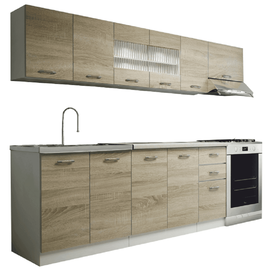 Mobilă de bucătărie, stejar sonoma/albă, PROMO - - Roveli