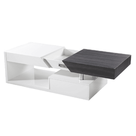 Măsuţă de cafea, alb extra lucios HG/gri cu design din lemn, MELIDA - - Roveli