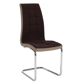 Scaun bucătărie, material textil maro/piele ecologică bej/crom, SALOMA NEW - - Roveli
