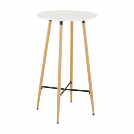 Masă de bar, alb/stejar, diametru 60 cm, IMAM - - Roveli