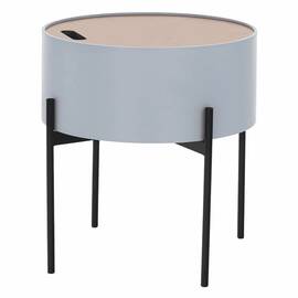 Taburet cu spaţiu de depozitare, gri/natural/negru, MOSAI - - Roveli