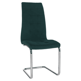 Scaun de masă, ţesătură de catifea smarald / crom, SALOMA NEW - - Roveli
