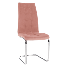 Scaun de masă, ţesătură de catifea roz / crom, SALOMA NEW - - Roveli