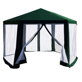 Pavilion cort pentru grădină, 3,9x2,5x3,9m, verde / alb, RINGE TIP 1 6 laturi - - Roveli