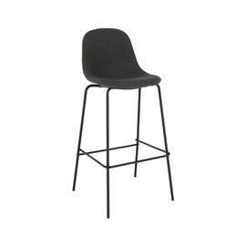 Scaun bar, material textil gri închis/metal, MARIOLA 2 NEW - - Roveli