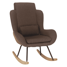 Fotoliu balansoar, material textil maro deschis/lemn, HARPER - - Roveli
