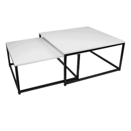 Set de două măsuţe de cafea, alb mat/negru, KASTLER NEW TYP 1 - - Roveli
