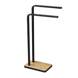 Suport pentru prosoape, metal de culoare neagră / bambus, LABAV - - Roveli