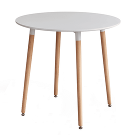 Masă dining, alb/fag, diametru 80 cm, ELCAN NEW TYP 2 - - Roveli
