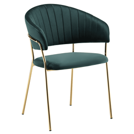 Fotoliu de sufragerie de design, verde închis, Velvet/gold crom auriu, DASMIN TIP 1 - - Roveli
